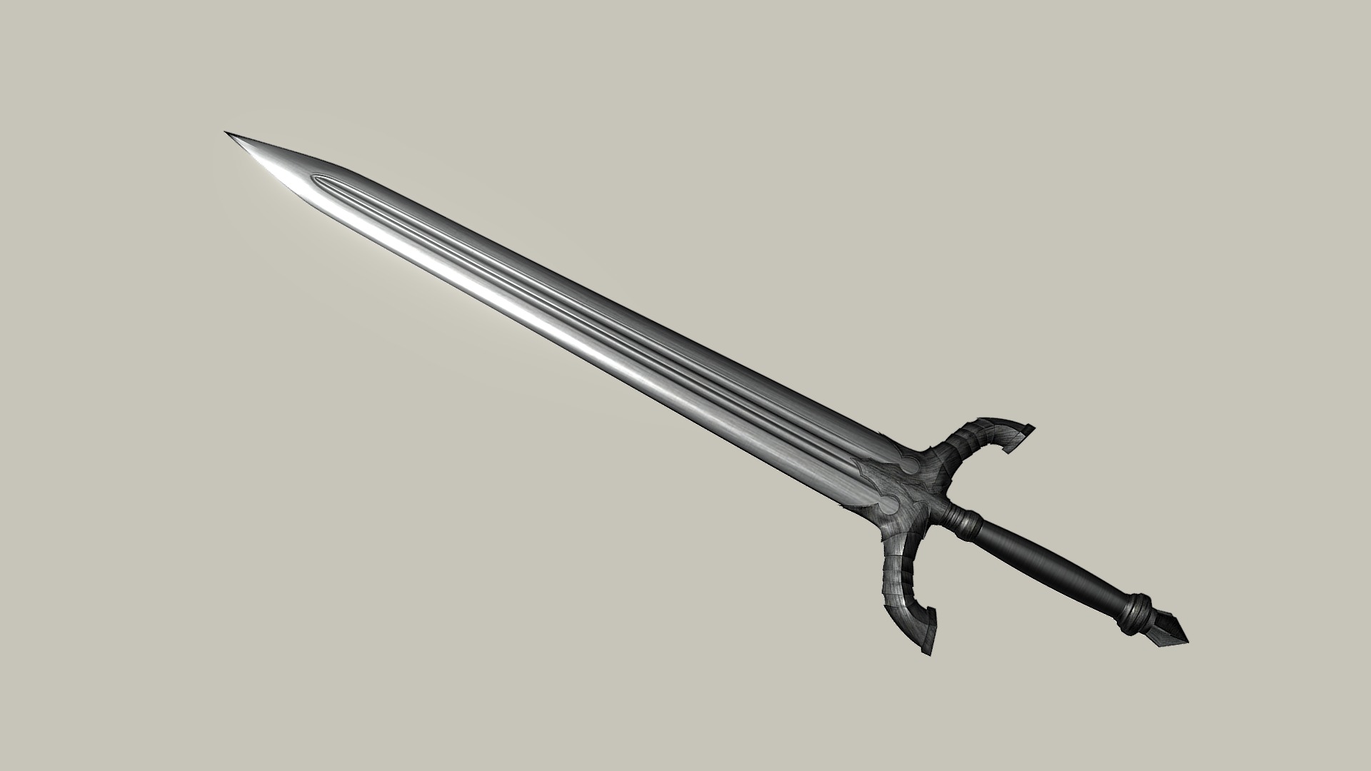 3D model Black Knight sword - This is a 3D model of the Black Knight sword. The 3D model is about a sword with a long handle.