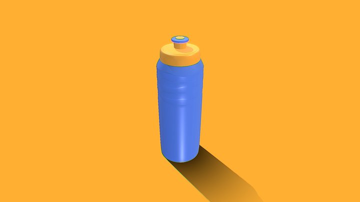 Blue and orange realistic bottle 3D Model