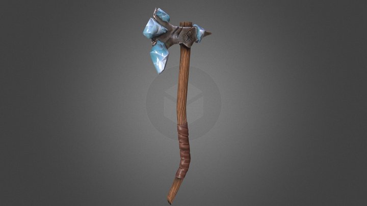 Stylized Axe with ice crystals PBR low-poly 3D Model