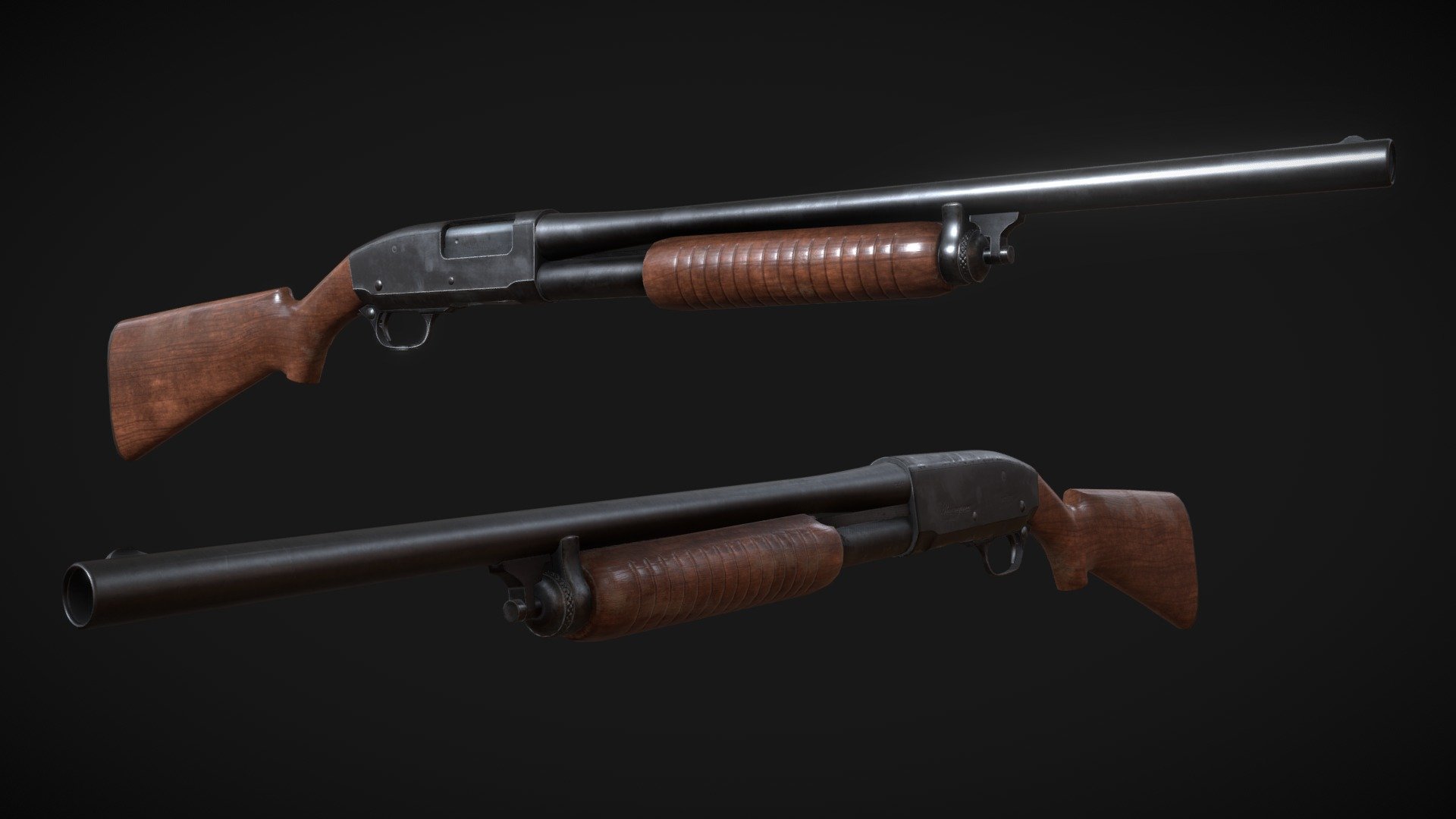 Classic Shotgun - Remington M31 3D Model. 