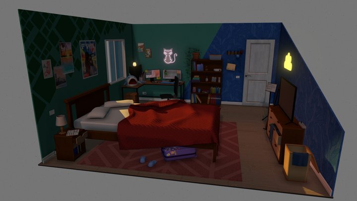 Teenager Bedroom 3D Model