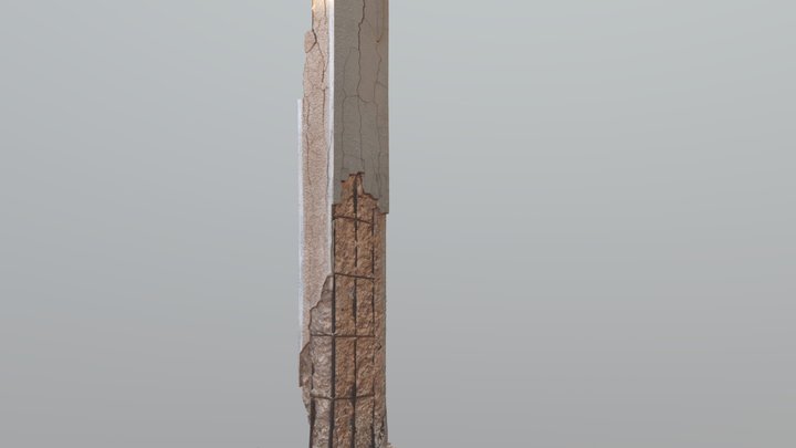 Very broken old sandstone pillar - Doha, Qatar 3D Model