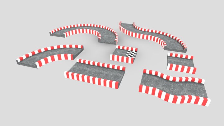 Racetrack Segments Collection 3D Model