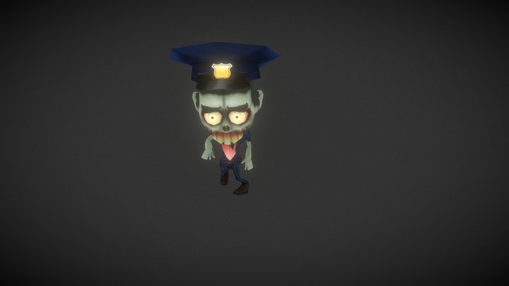 Zombie Police Walk 3D Model