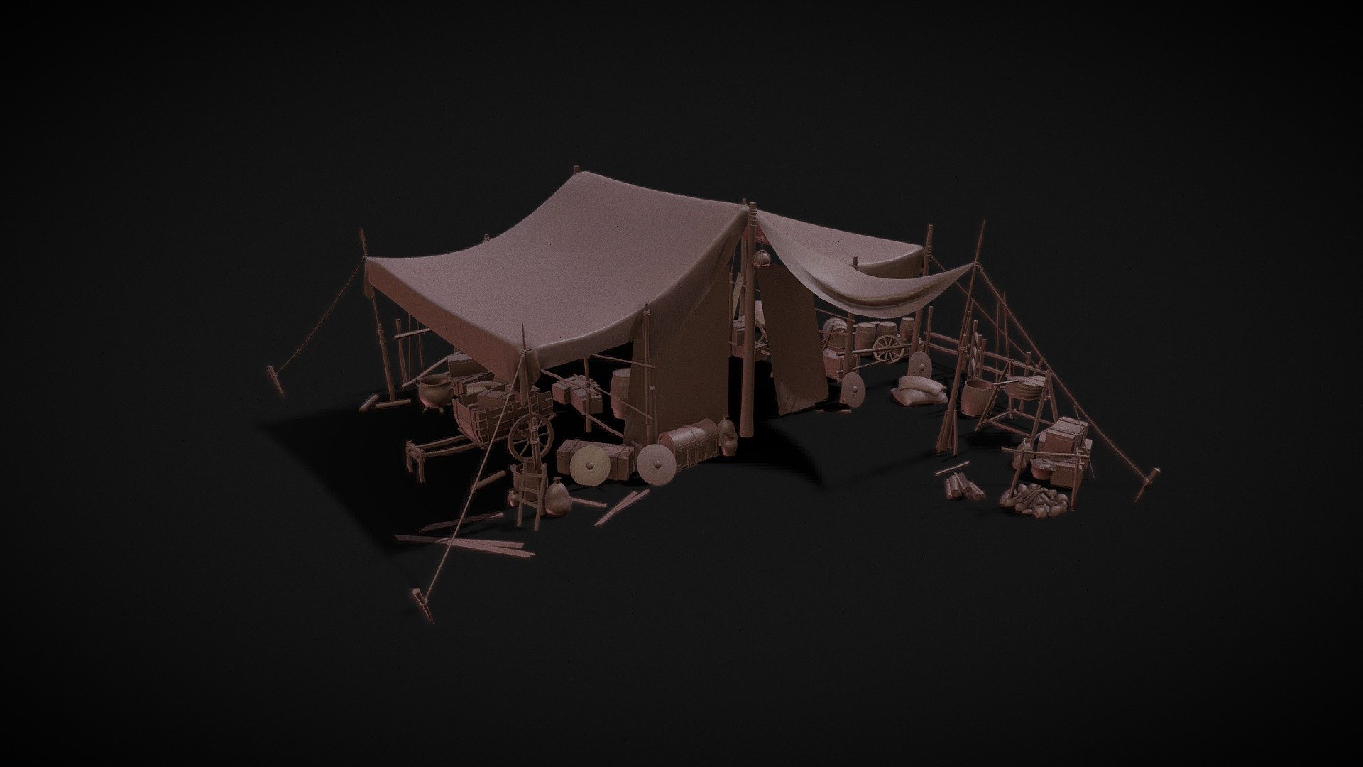 Medieval tent - Download Free 3D model by rakutin [9f6dff2] - Sketchfab