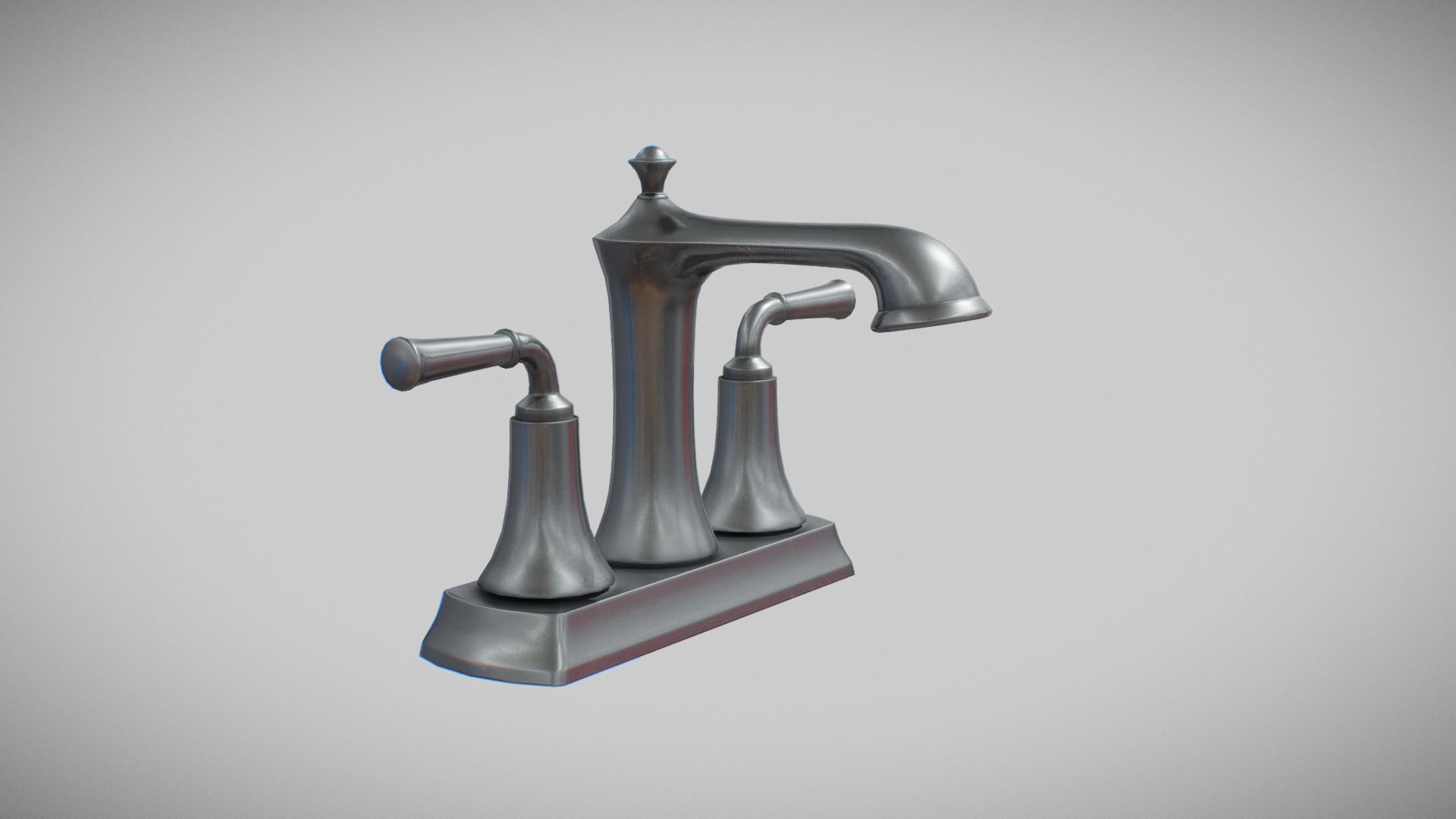 3D model Used Modern Faucet 1 - This is a 3D model of the Used Modern Faucet 1. The 3D model is about a silver and gold faucet.