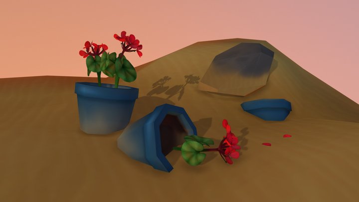 Petit géranium au milieu du desert 3D Model
