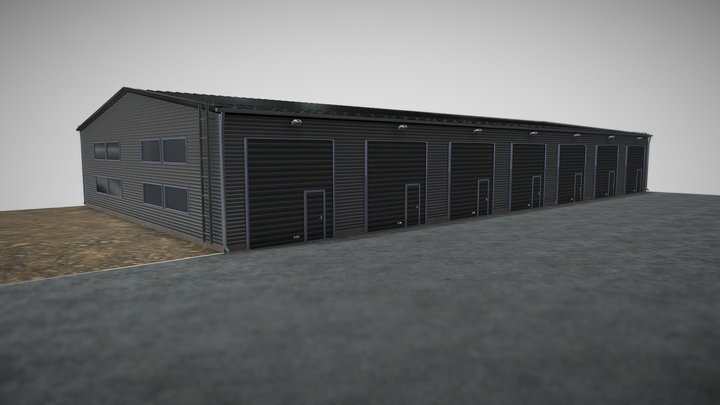 Gray Modern Warehouse 3D Model