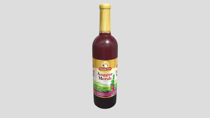 Botol Anggur Merah Orang Tua Red Wine Bottle 3D Model