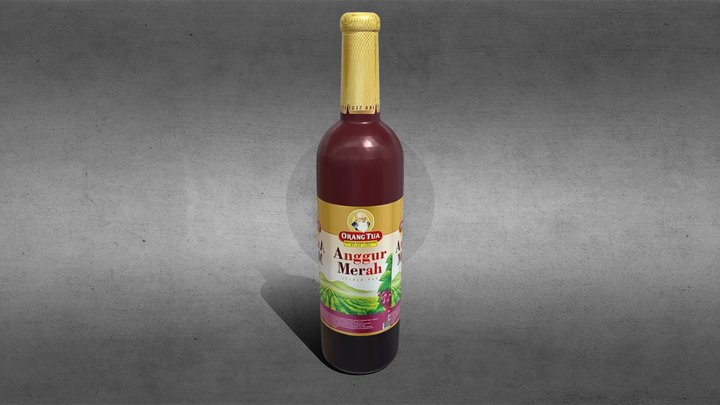 Botol Anggur Merah Orang Tua Red Wine Bottle 3D Model