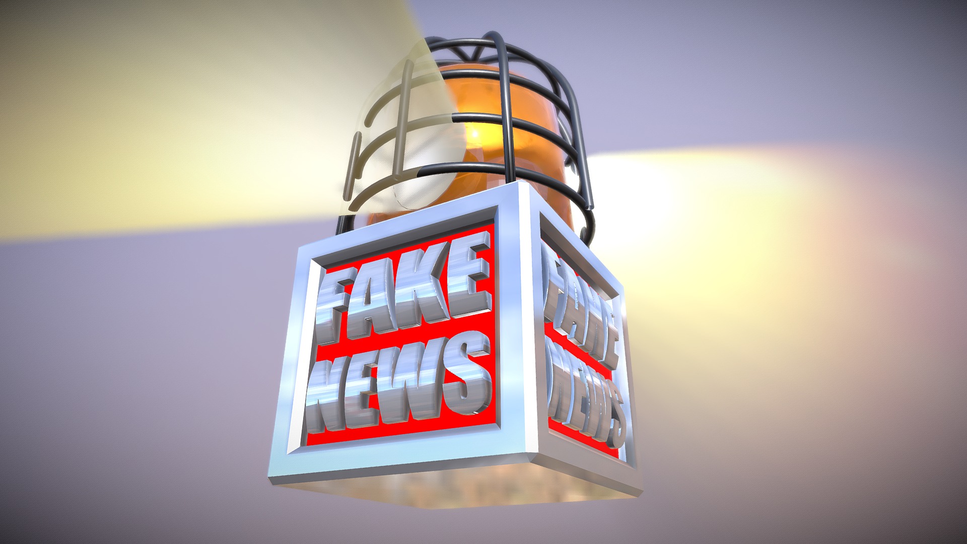 3D model Fake news beacon - This is a 3D model of the Fake news beacon. The 3D model is about a shopping cart with a logo.