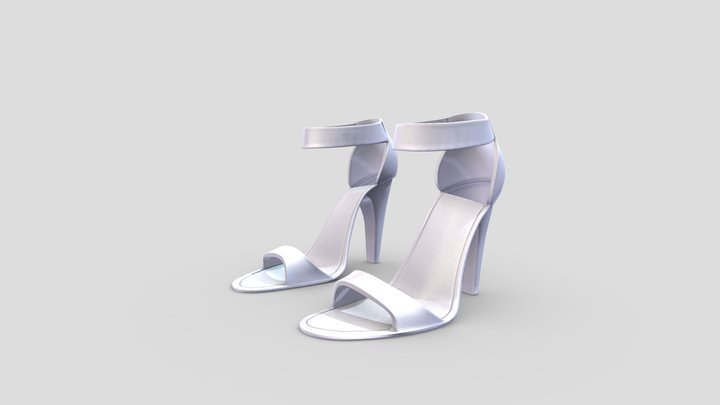 Female Lavender Ankle Straps High Heel Shoes 3D Model