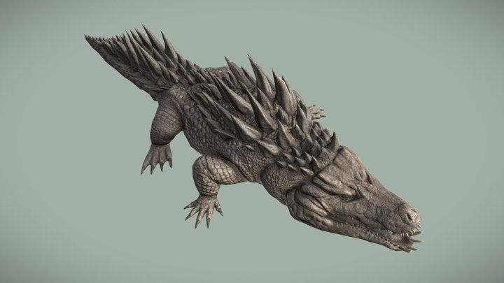 Crocodile with Spikes : Creature 3D Model