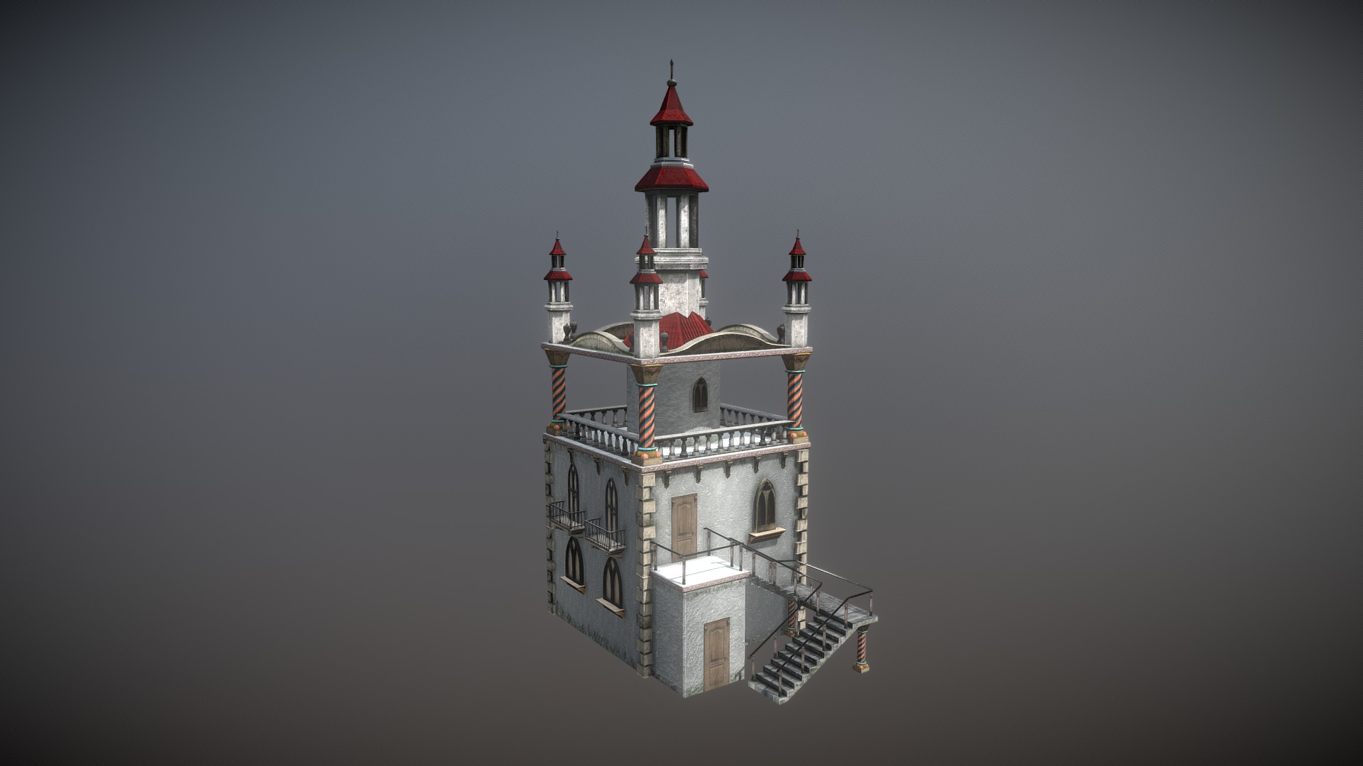 3D model City - This is a 3D model of the City. The 3D model is about a white tower with red and white domes.