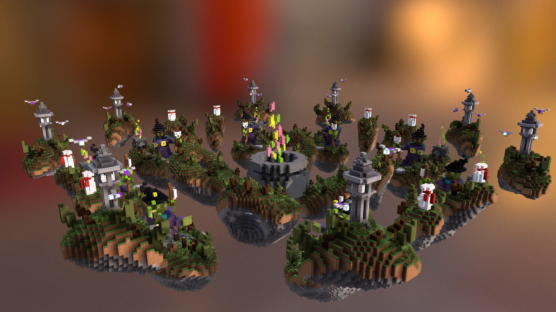 3D model WitchesTeam&SoloSkywars - This is a 3D model of the WitchesTeam&SoloSkywars. The 3D model is about a video game of a city.
