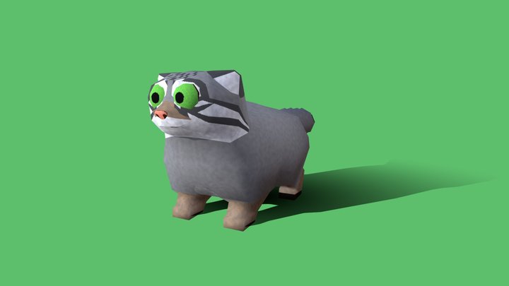Chubby Pallas Cat Rigged and Animated