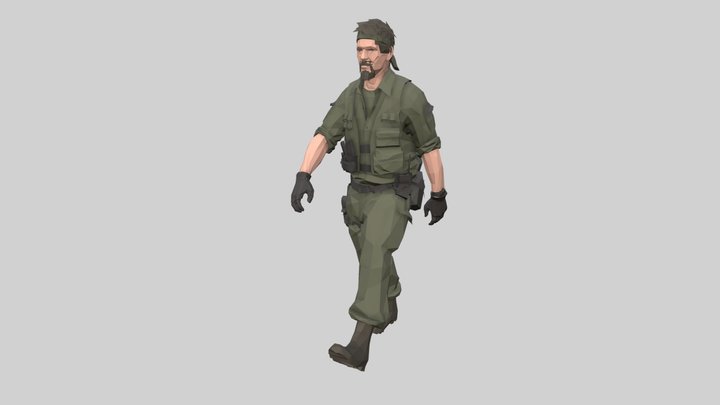 Army Man walking 3D Model