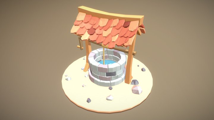 Stylized Low Poly Well 3D Model