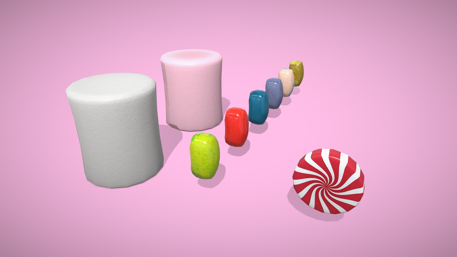 Peppermint, Jelly Beans &amp; Marshmellows - Download Free 3D model by ...