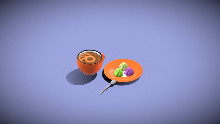 Hot Drink Coffee & Cookies 3D Model