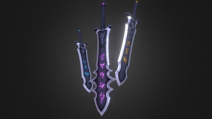 Runic Skull Swords 3D Model