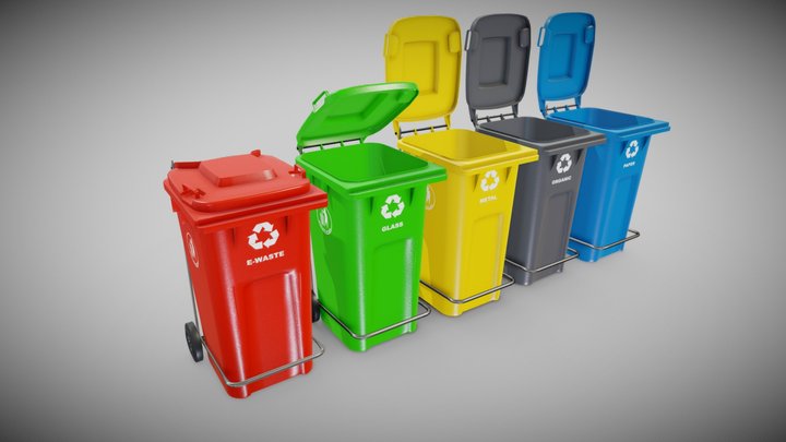 95 Gallon Trash Container 3D model