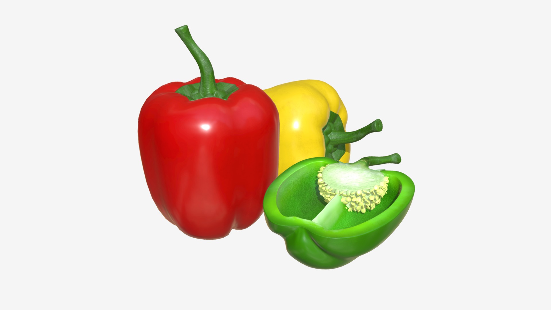 3D model Pepper bell comp 01 - This is a 3D model of the Pepper bell comp 01. The 3D model is about a group of red and green peppers.