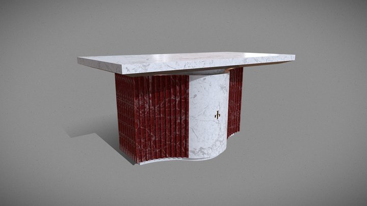 oltar 3 crveno bijeli 3D Model