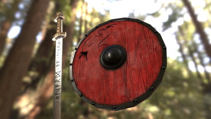 Kings Sword and Ragnars Shield 3D Model