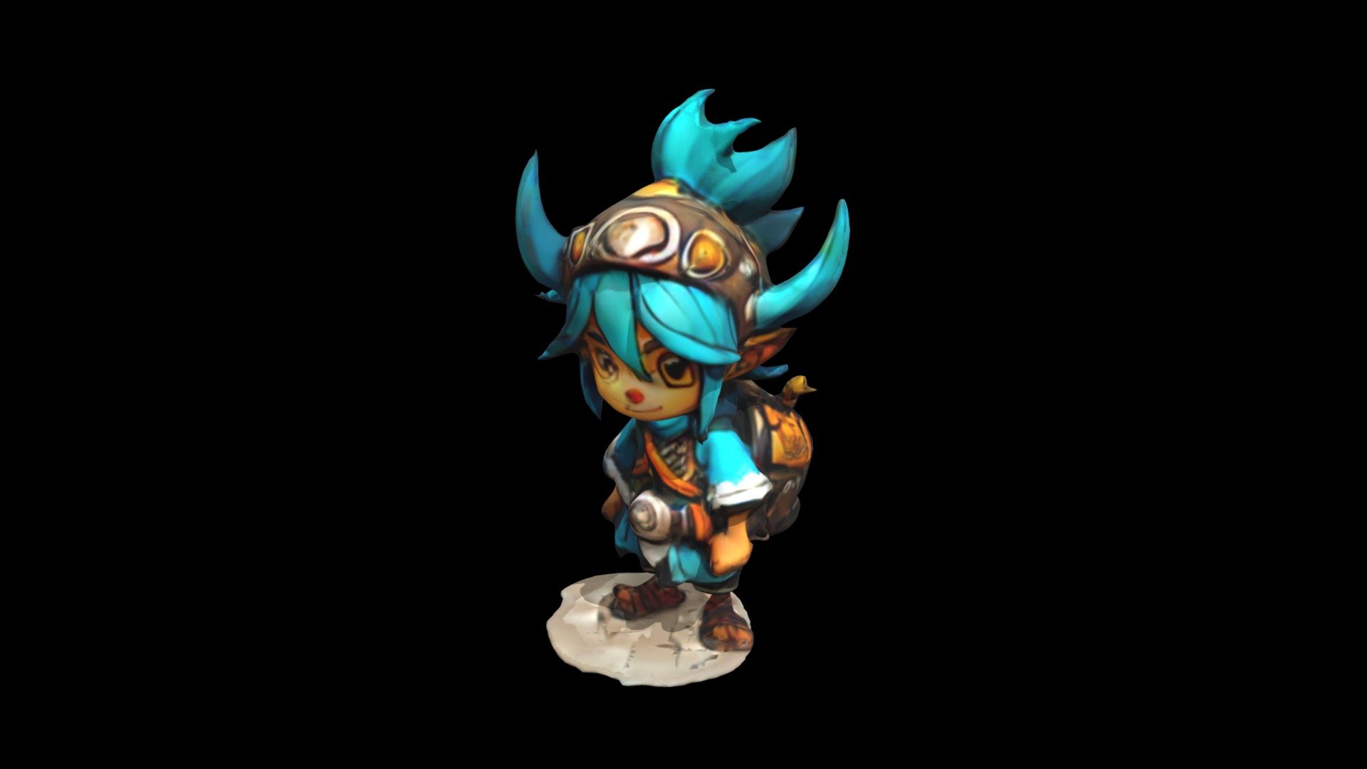 a cartoon character with blue hair and a back - Download Free 3D model ...