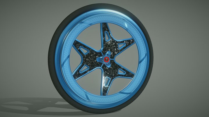 Textured Wheel - Blue Alpine 3D Model