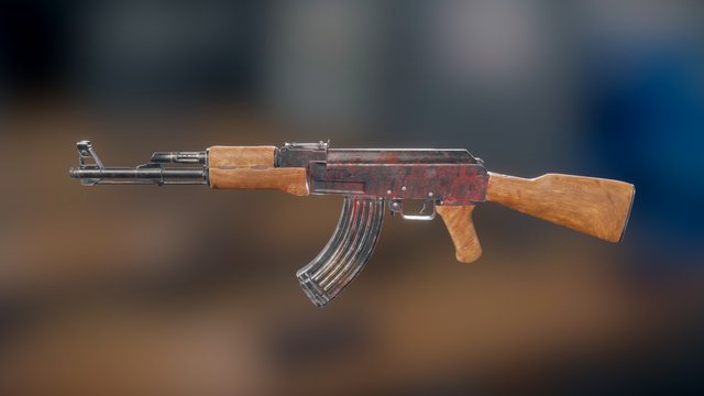 AK-47 in blood 3D Model