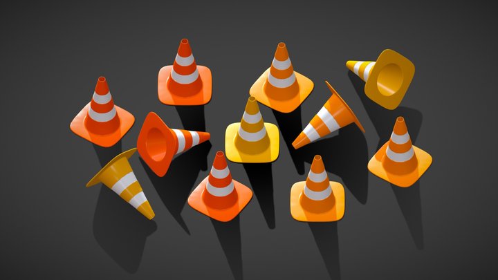Stylized Traffic Cones Variants - Low Poly Pack