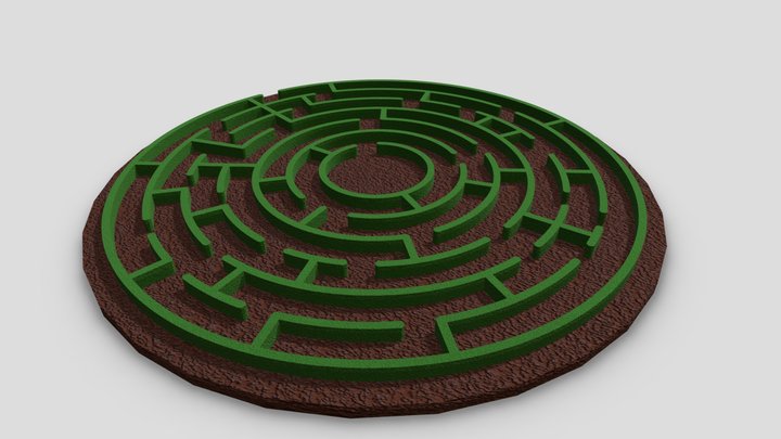 Circular Maze With Grass 3D Model