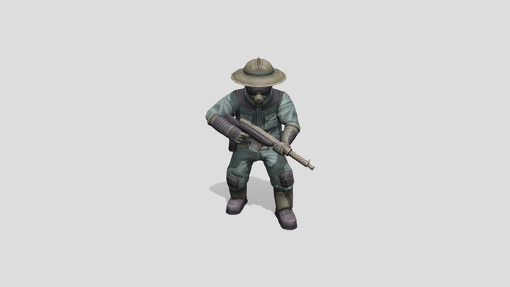Cartoony dieselpunk soldier 3D Model