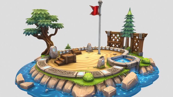 ⛺Stylized✦✘✦Checkpoint-⟦⁘Markierung.Zwei⁘⟧-⛺ – Modello 3D gratuito STL