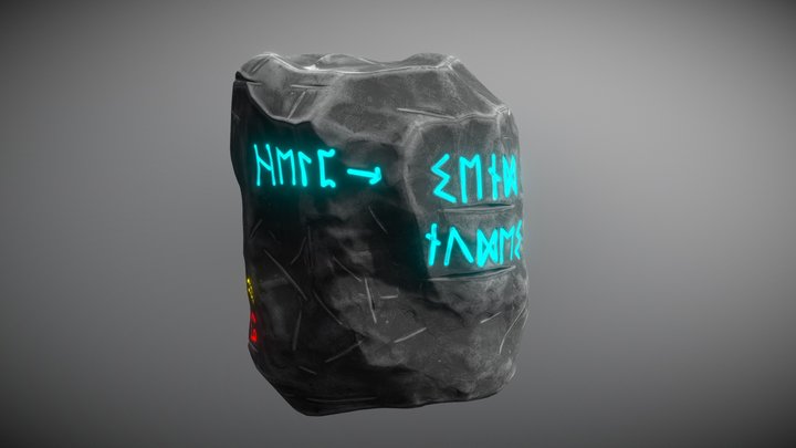 Stylized Runic Stone. 3D Model