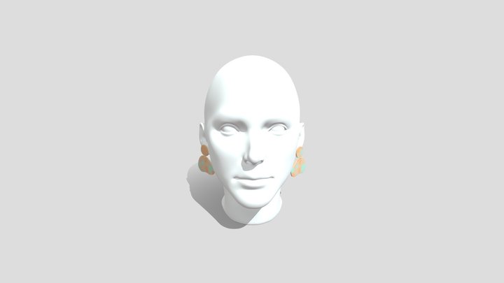 Model head with Polymer Clay Earrings 3D Model