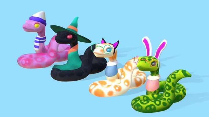 Cute snake avatars 3D Model