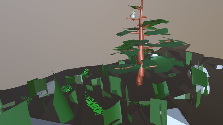 Owl on tree 3D Model