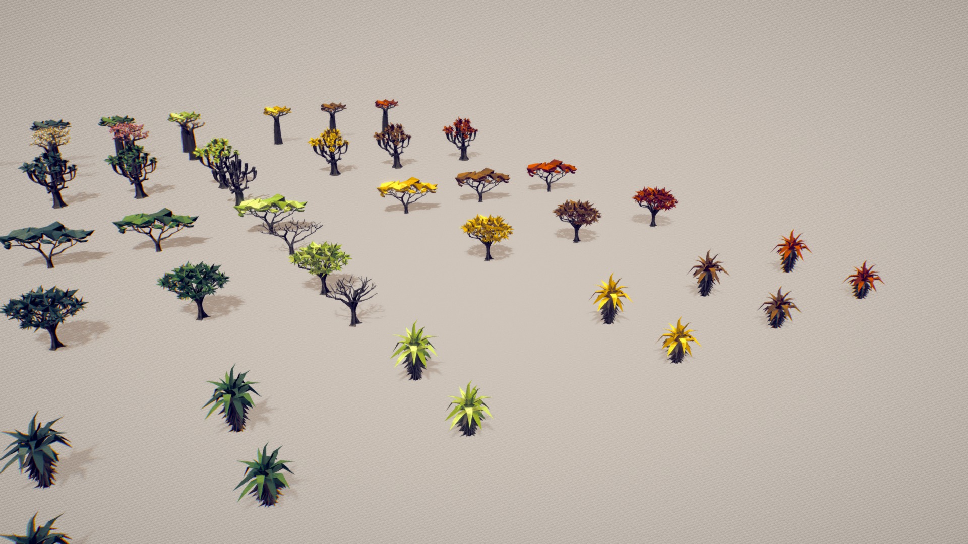 3D model African Trees ( Low Poly ) - This is a 3D model of the African Trees ( Low Poly ). The 3D model is about a group of trees with small leaves.