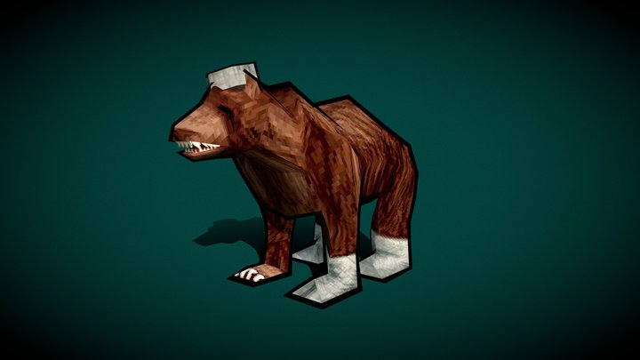 Cartoon Lowpoly Bear 3D Model
