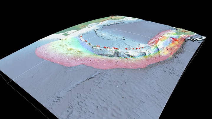 3D model of the Caribbean topography&seismicity 3D Model