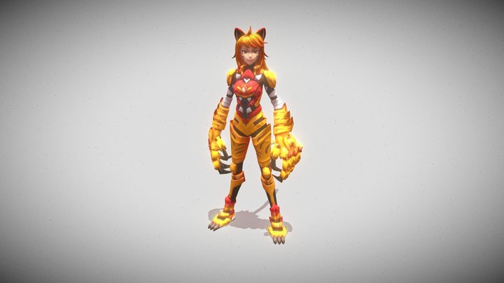 Mechanical tiger girls 3D Model