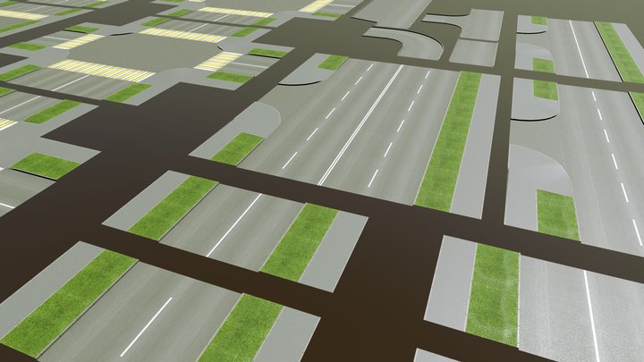 Large modular pack of Russian roads 3D Model