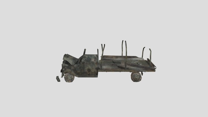 Truck Cargo Destroyed erosion rust 3D Model