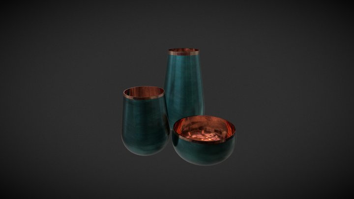 Copper and Matt Teal Decoration Vases – Free 3D Model STL