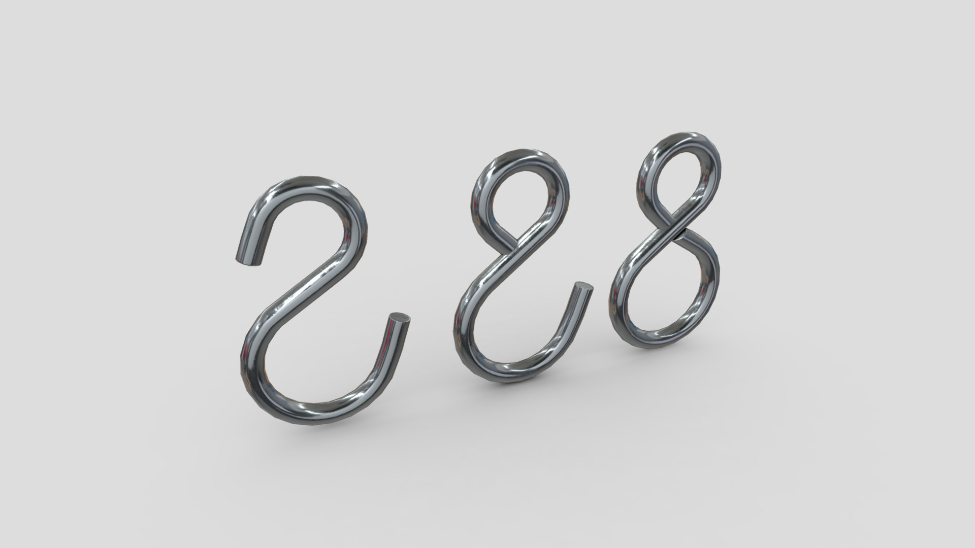 3D model Hook Set - This is a 3D model of the Hook Set. The 3D model is about a set of silver rings.