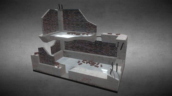 ruined house low poly 3D Model