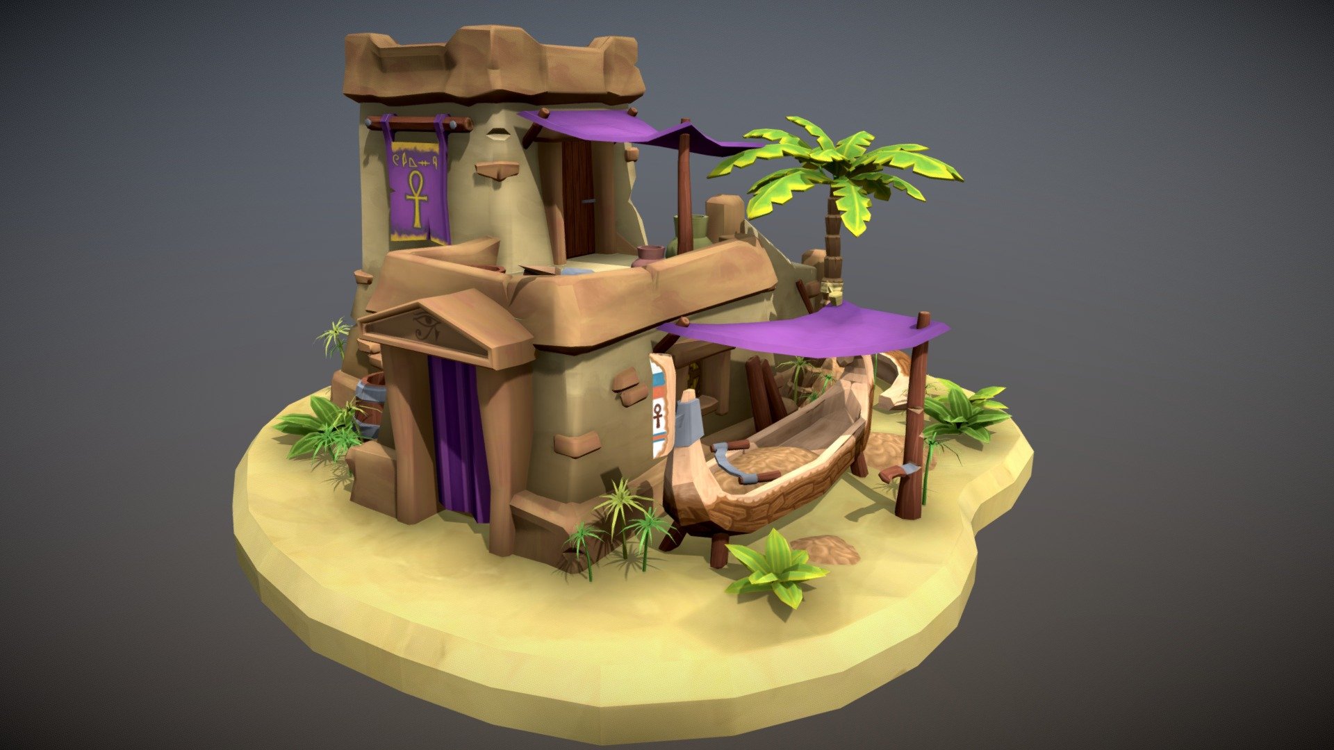 Egyptian Boatmaker (DAE Game Art assignment)